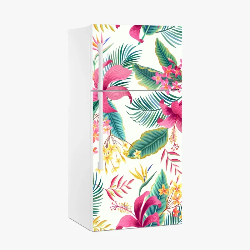 Fridge sticker tropical botanical bloom pattern