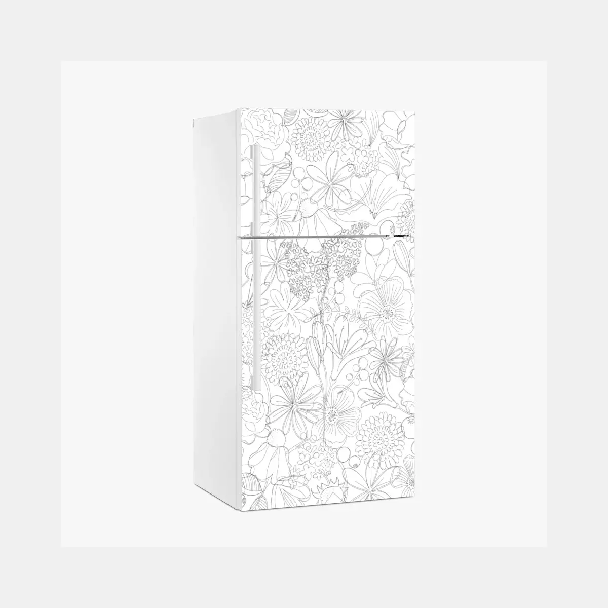Fridge sticker delicate hand-drawn floral line pattern • Wallissimo® Fridge sticker delicate hand-drawn floral line pattern • Wallissimo®