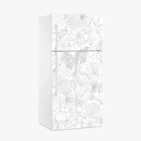 Fridge sticker delicate hand-drawn floral line pattern • Wallissimo®