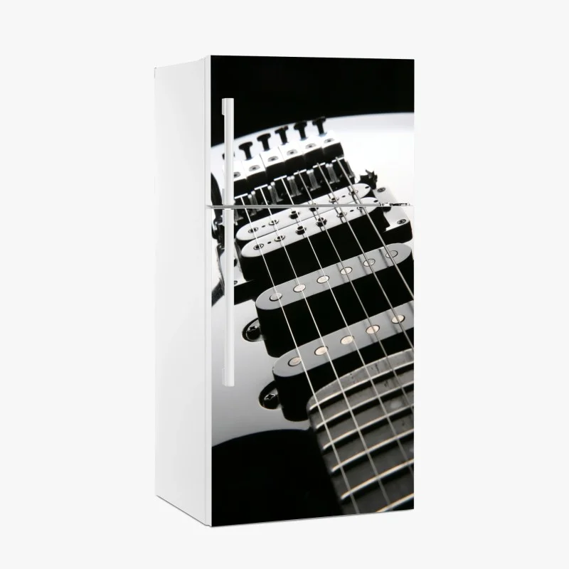 Fridge sticker black electric guitar close-up