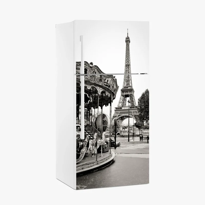 Fridge sticker Eiffel Tower and carousel in Paris
