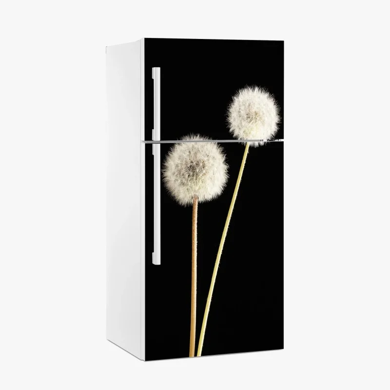 Fridge sticker delicate dandelion seed heads on black