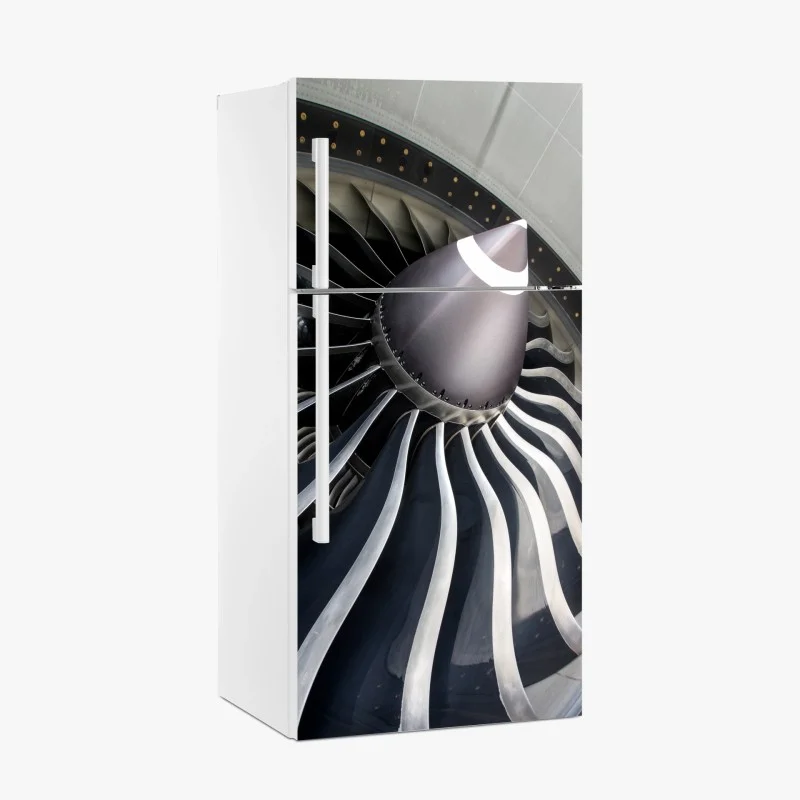 Fridge sticker jet engine turbine close-up