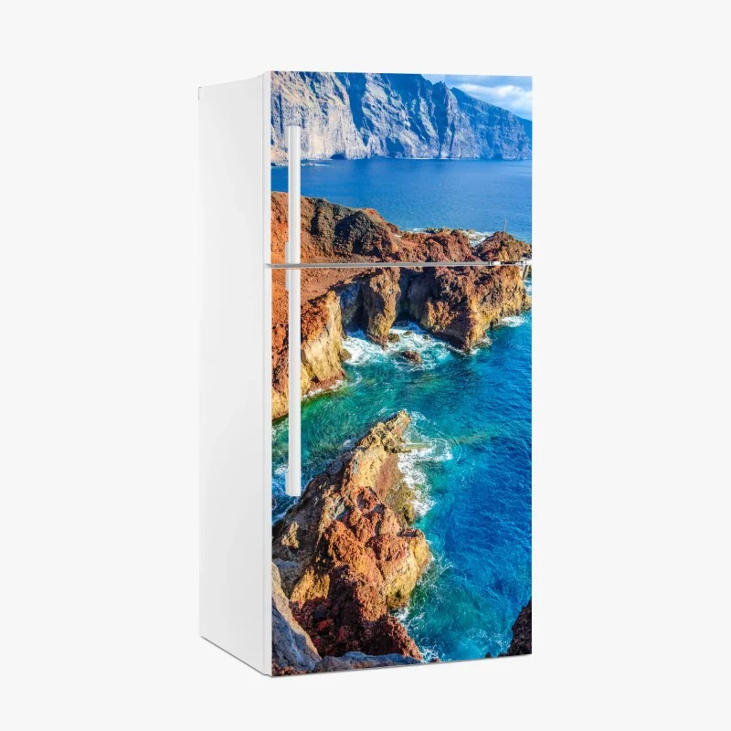 Fridge sticker dramatic cliffs and turquoise sea at Punto Teno, Tenerife
