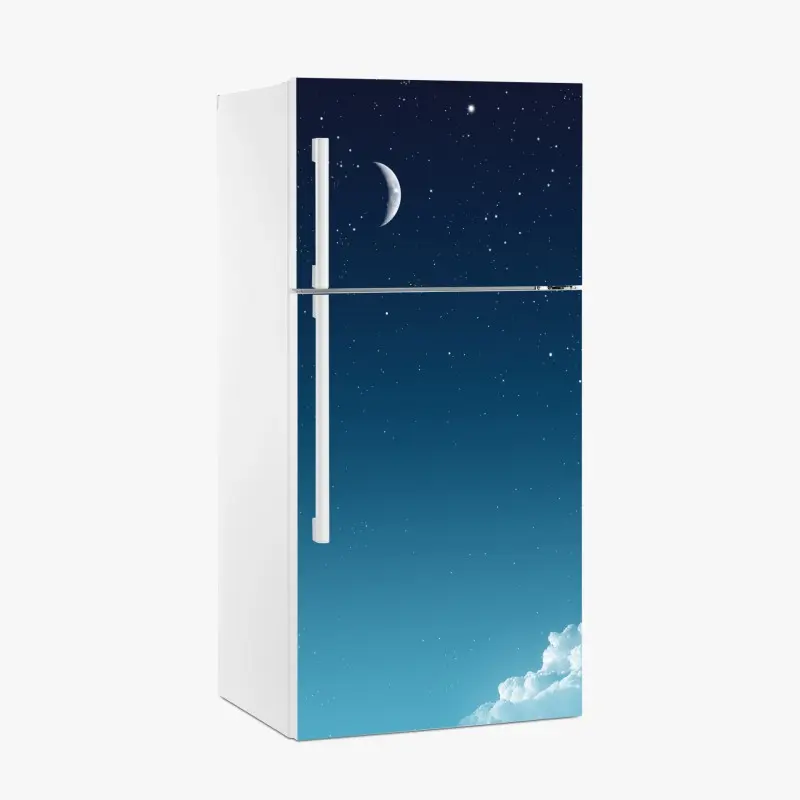 Fridge sticker serene crescent moon night sky
