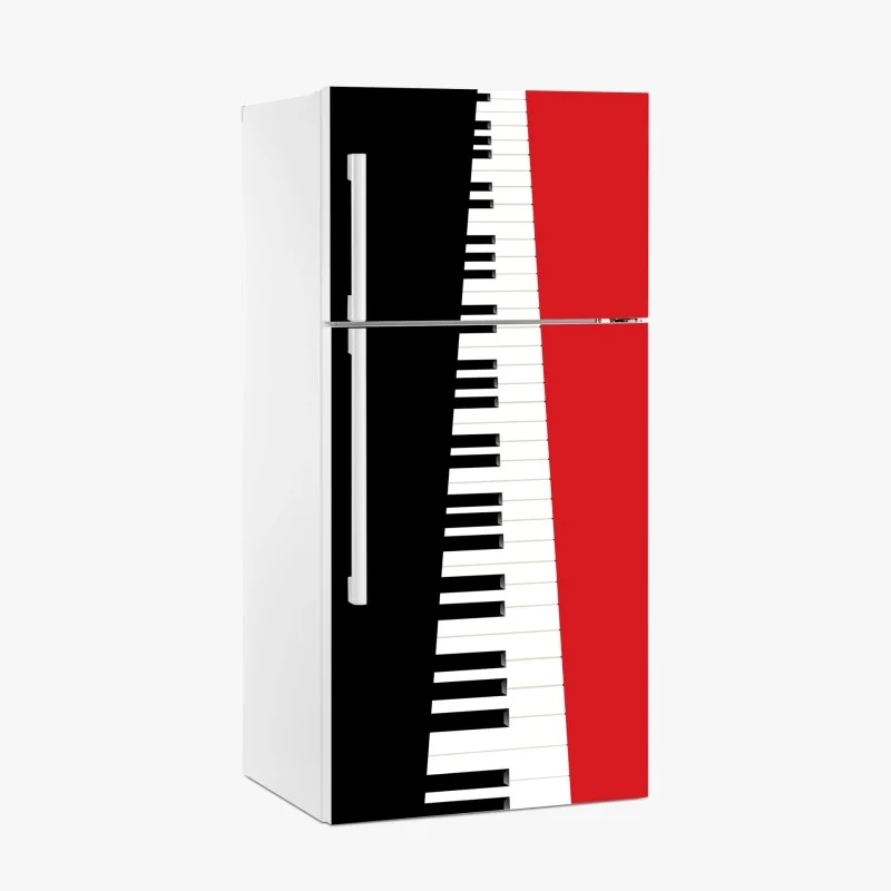 Fridge sticker black and red piano keyboard composition