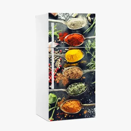Fridge sticker vibrant spices and herbs composition • Wallissimo®