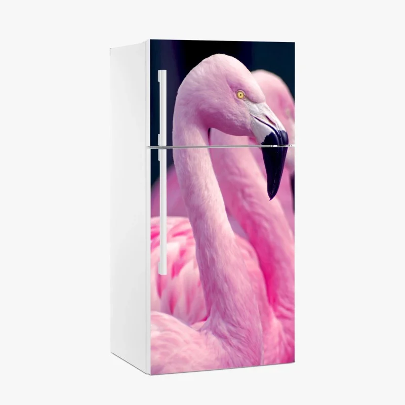 Fridge sticker graceful pink flamingo portrait