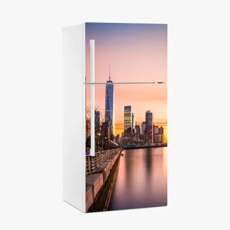 Fridge sticker Lower Manhattan sunset skyline • Wallissimo®
