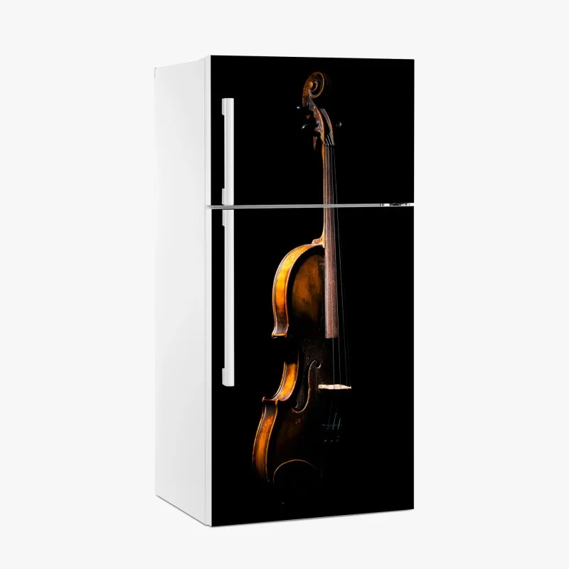 Fridge sticker elegant vintage violin on black background