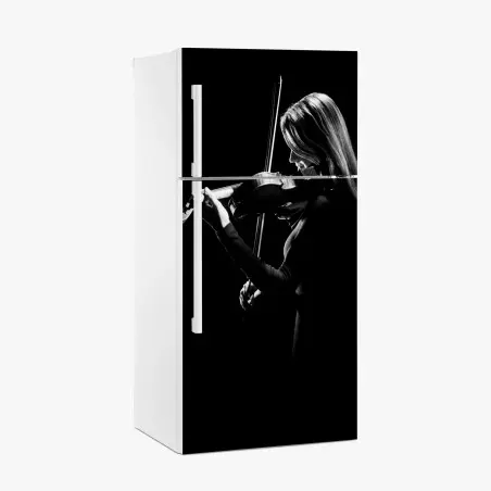 Fridge sticker elegant violinist silhouette • Wallissimo®