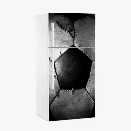 Fridge sticker worn soccer ball close-up • Wallissimo®