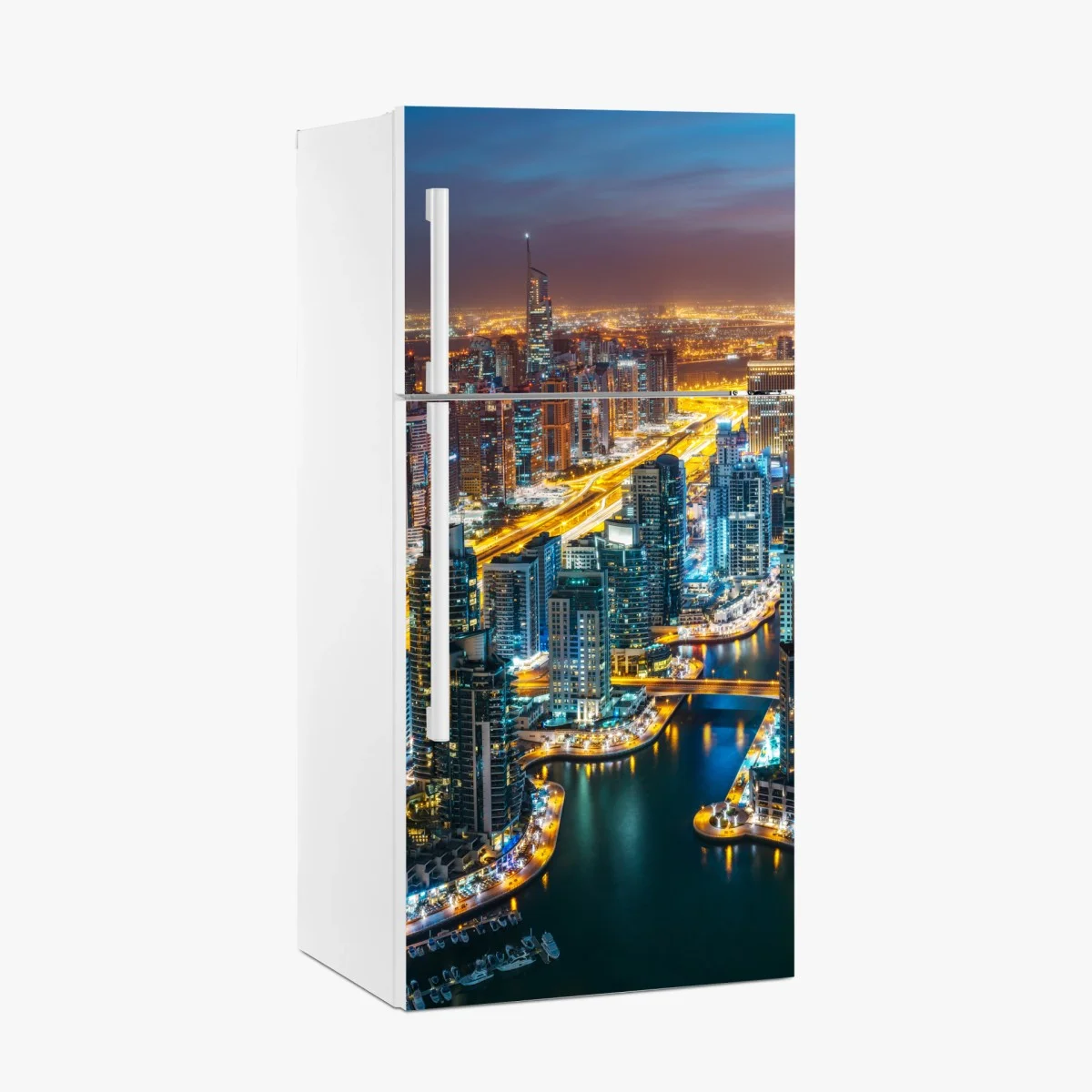 Fridge sticker Dubai marina night skyline • Wallissimo® Fridge sticker Dubai marina night skyline • Wallissimo®