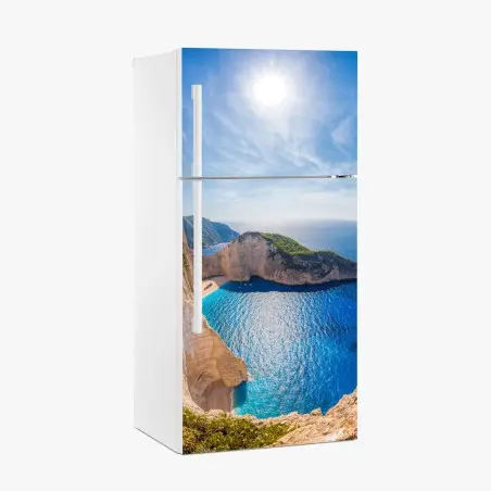 Fridge sticker sunlit cliffs at Navagio Beach, Zakynthos • Wallissimo®