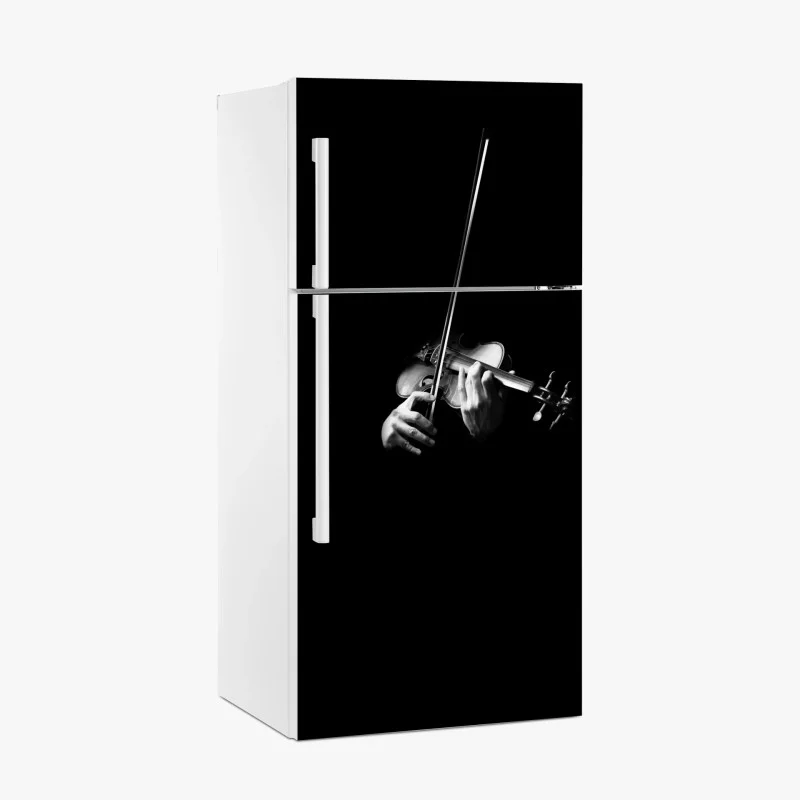 Fridge sticker soulful violin in monochrome