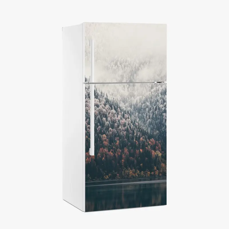 Fridge sticker autumn mist over mountain forest