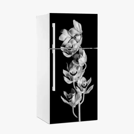 Fridge sticker elegant monochrome orchid stem • Wallissimo®