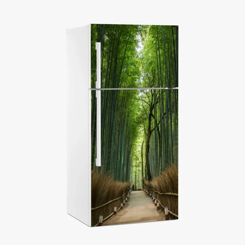 Fridge sticker serene bamboo grove pathway