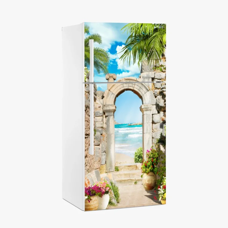 Fridge sticker sunlit Mediterranean archway to the sea
