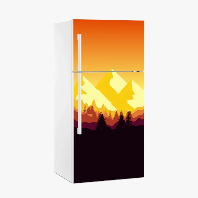 Fridge sticker golden sunset mountain landscape