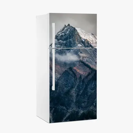 Fridge sticker dramatic alpine peak in mist • Wallissimo®