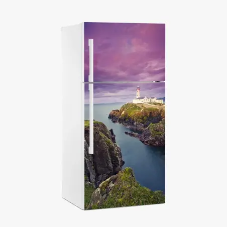 Fridge sticker purple coastal lighthouse at dusk • Wallissimo®