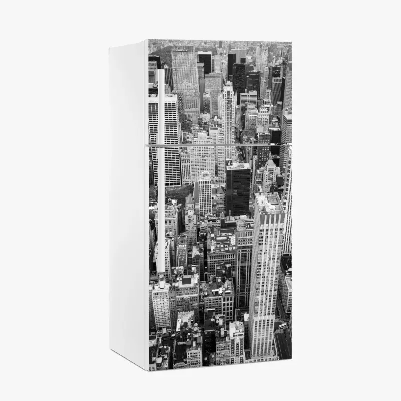 Fridge sticker monochrome city skyline