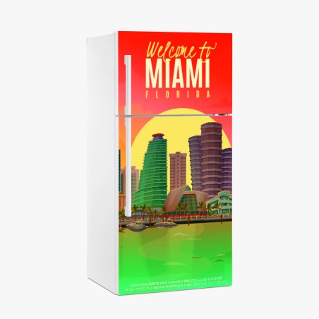 Fridge sticker Miami sunset skyline • Wallissimo®