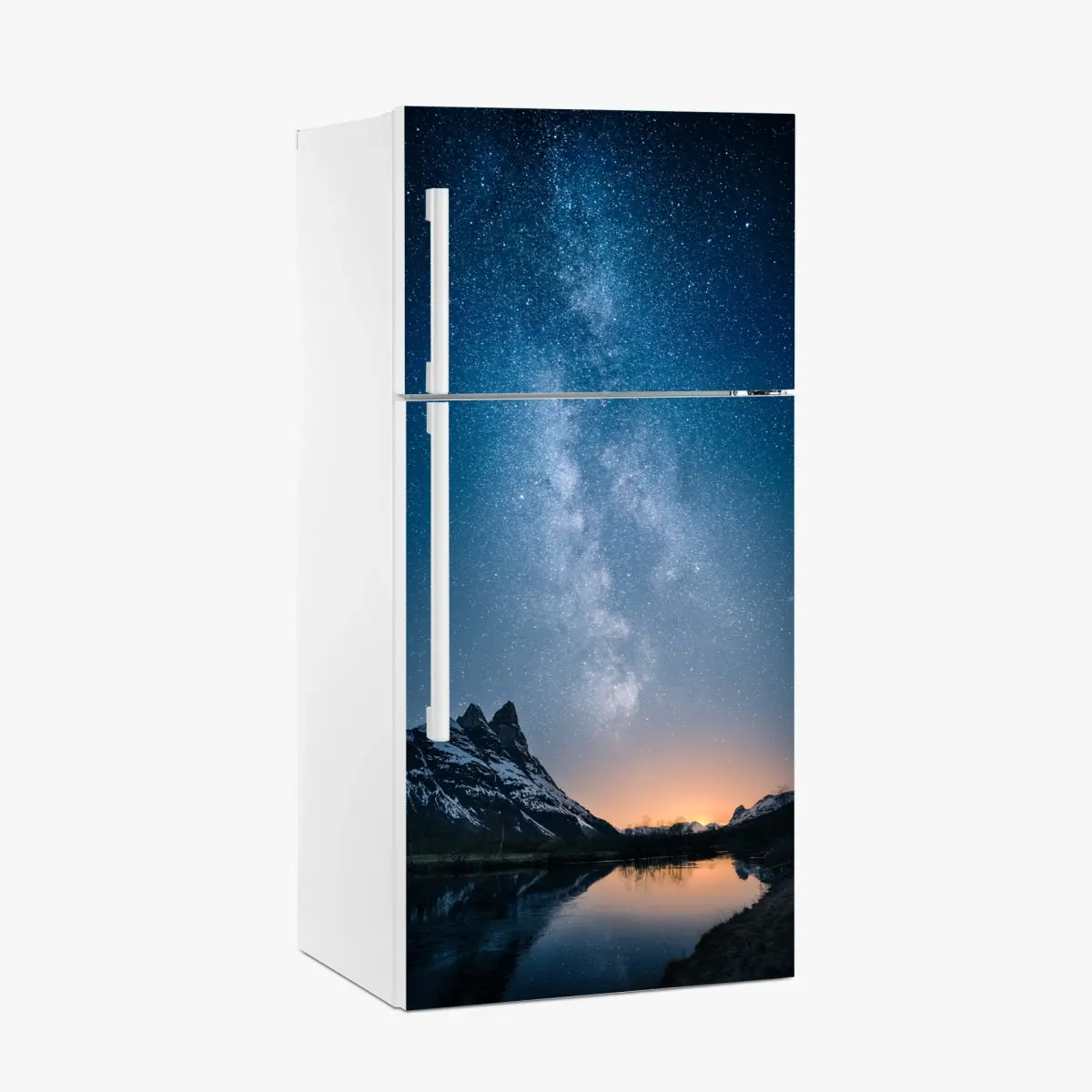 Fridge sticker milky way over mirrored mountains • Wallissimo® Fridge sticker milky way over mirrored mountains • Wallissimo®
