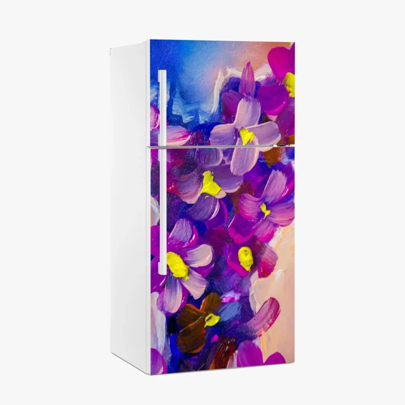 Fridge sticker vibrant violet floral bouquet