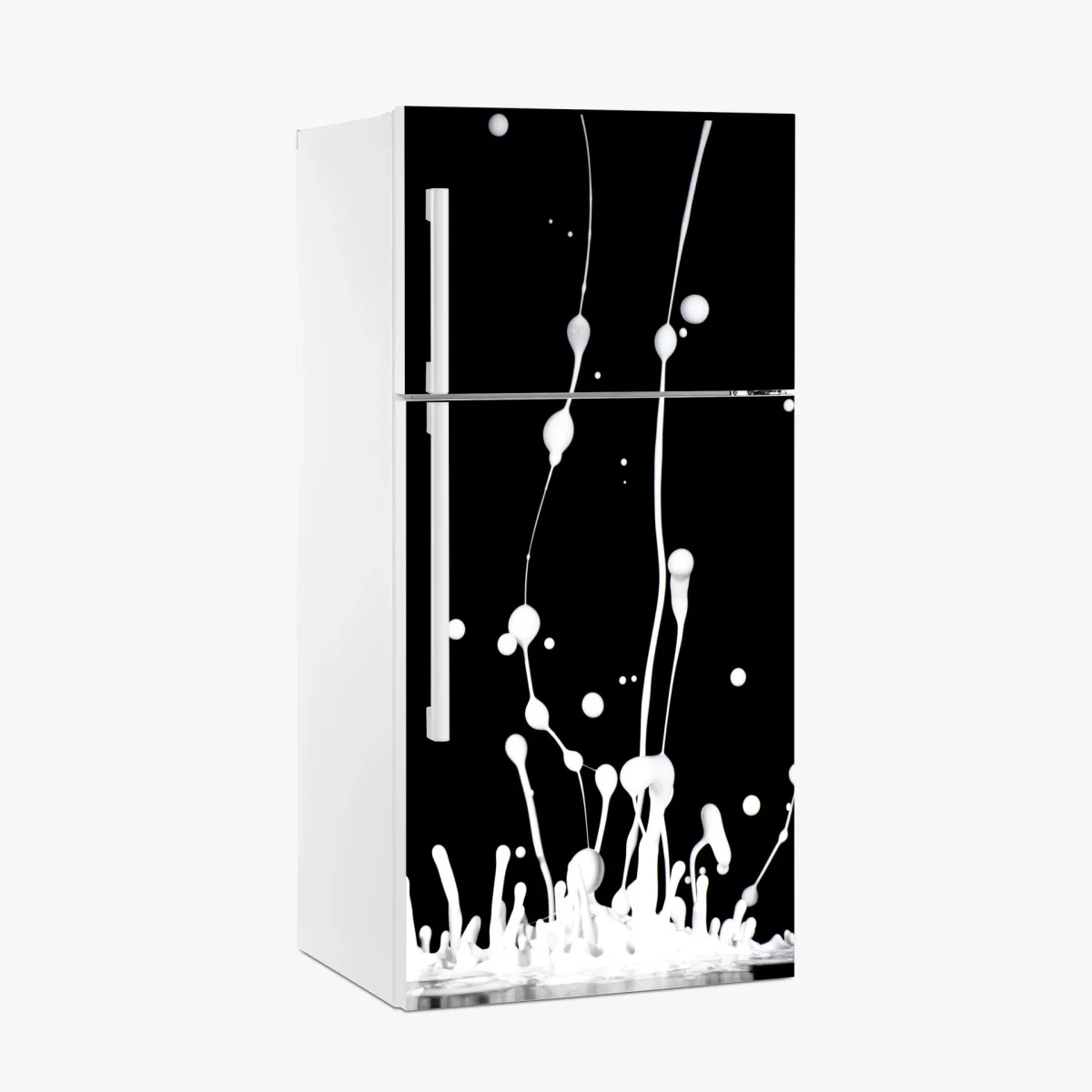 Fridge sticker white liquid splash on black background ⁕ Wallissimo® Fridge sticker white liquid splash on black background ⁕ Wallissimo®