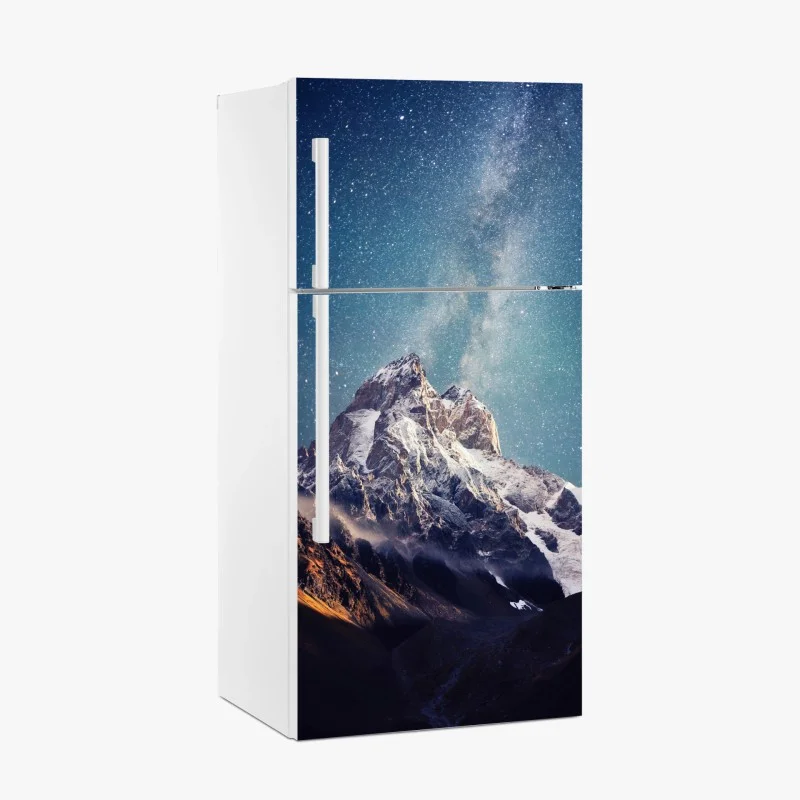 Fridge sticker starry night over Ushba mountain