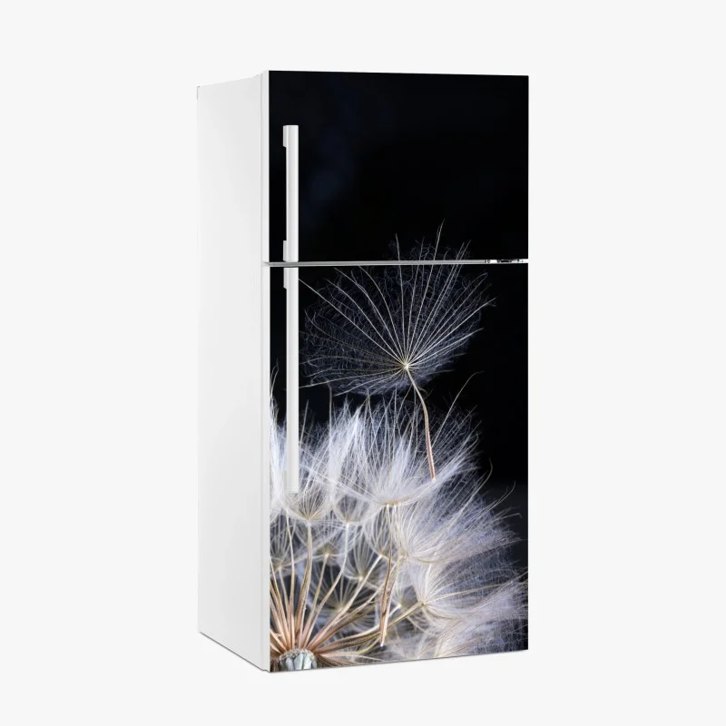 Fridge sticker delicate dandelion seed on black