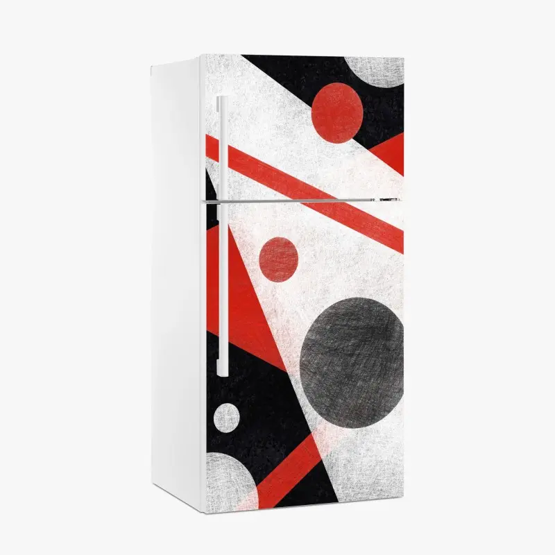 Fridge sticker geometric abstraction in red and black