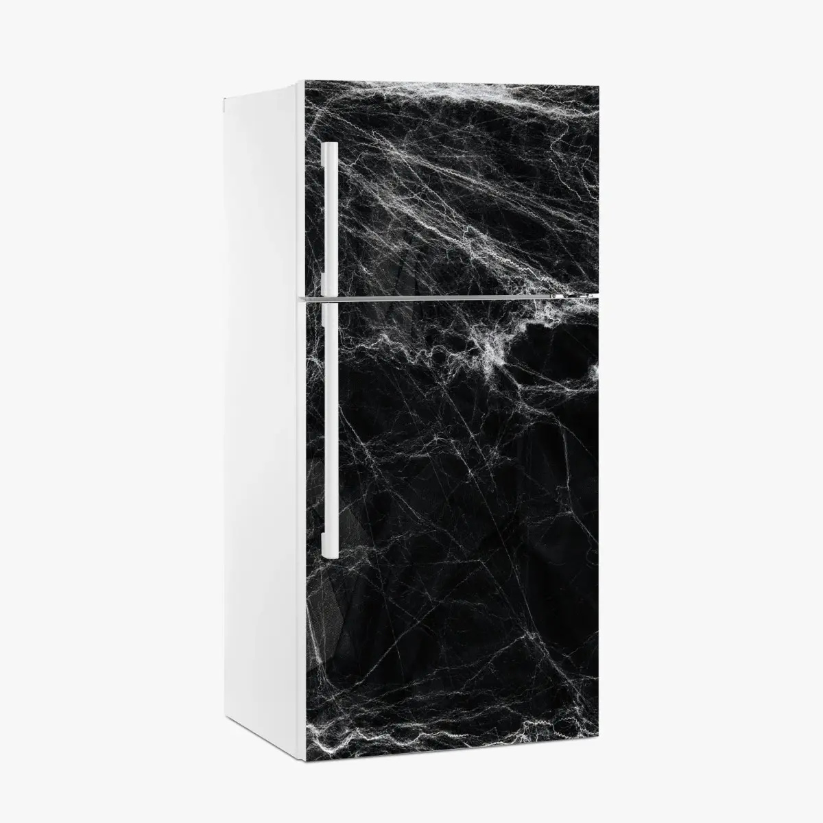 Fridge sticker eerie cobweb on black background • Wallissimo® Fridge sticker eerie cobweb on black background • Wallissimo®
