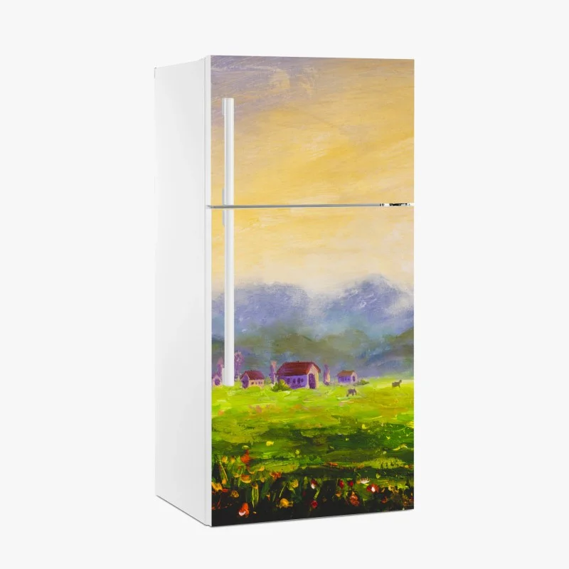 Fridge sticker dawn over a summer meadow