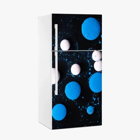 Fridge sticker blue marble liquid pattern • Wallissimo®