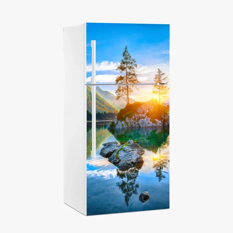 Fridge sticker vibrant layered mountain gradient • Wallissimo®