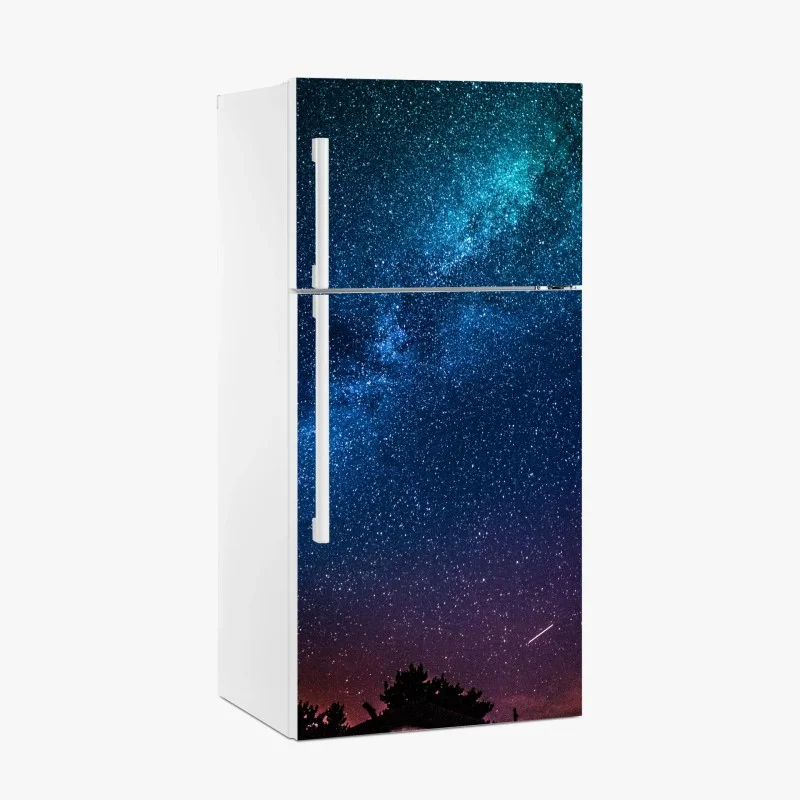 Fridge sticker deep blue night sky with milky way and shooting star