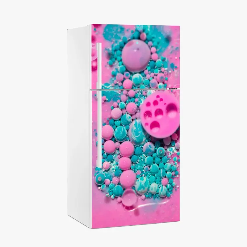 Fridge sticker pink and turquoise marble abstract