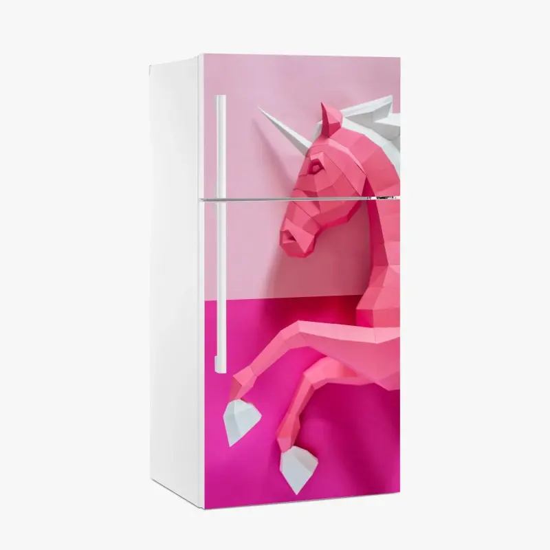 Fridge sticker pink geometric unicorn wall art