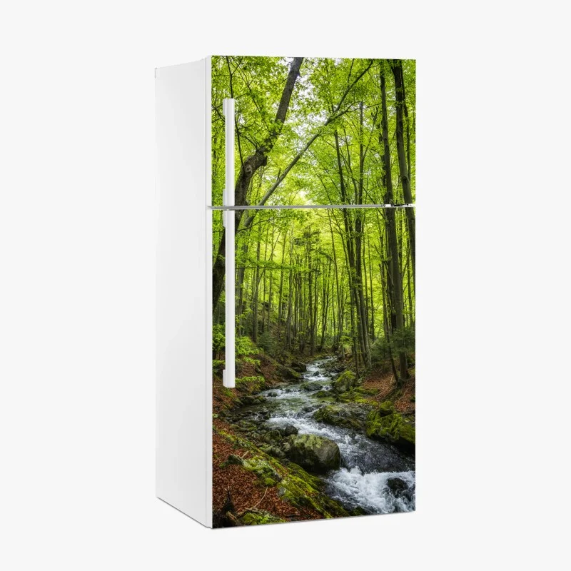Fridge sticker serene green forest stream