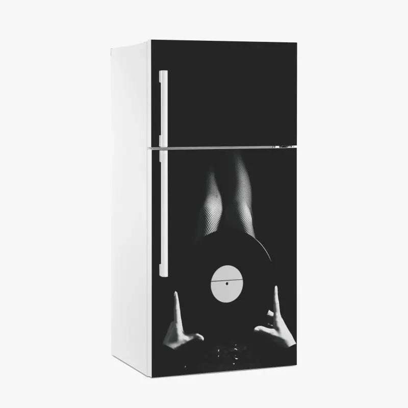 Fridge sticker vinyl record and fishnet legs