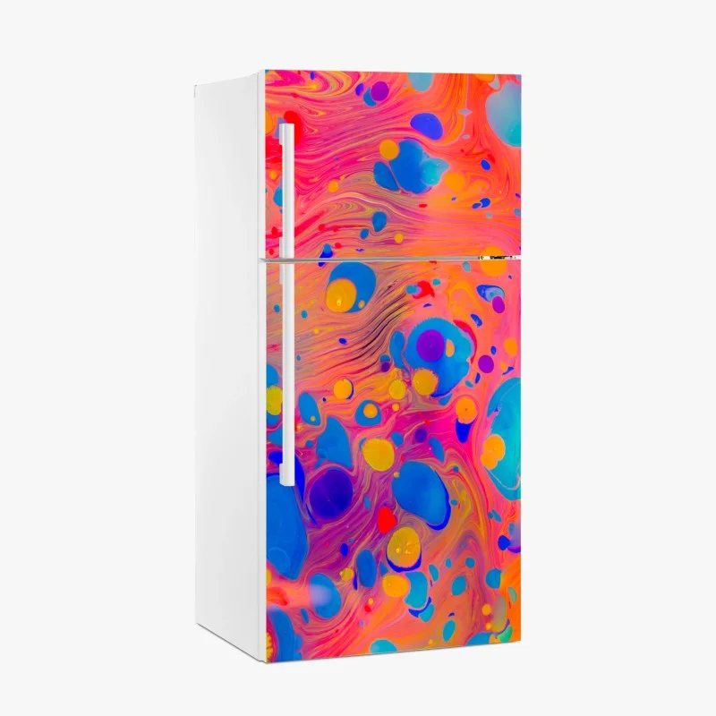 Fridge sticker ottoman ebru marbling abstract waves