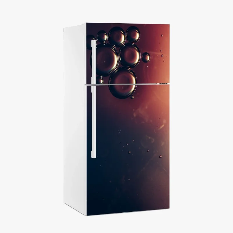 Fridge sticker floating oil bubbles on deep gradient