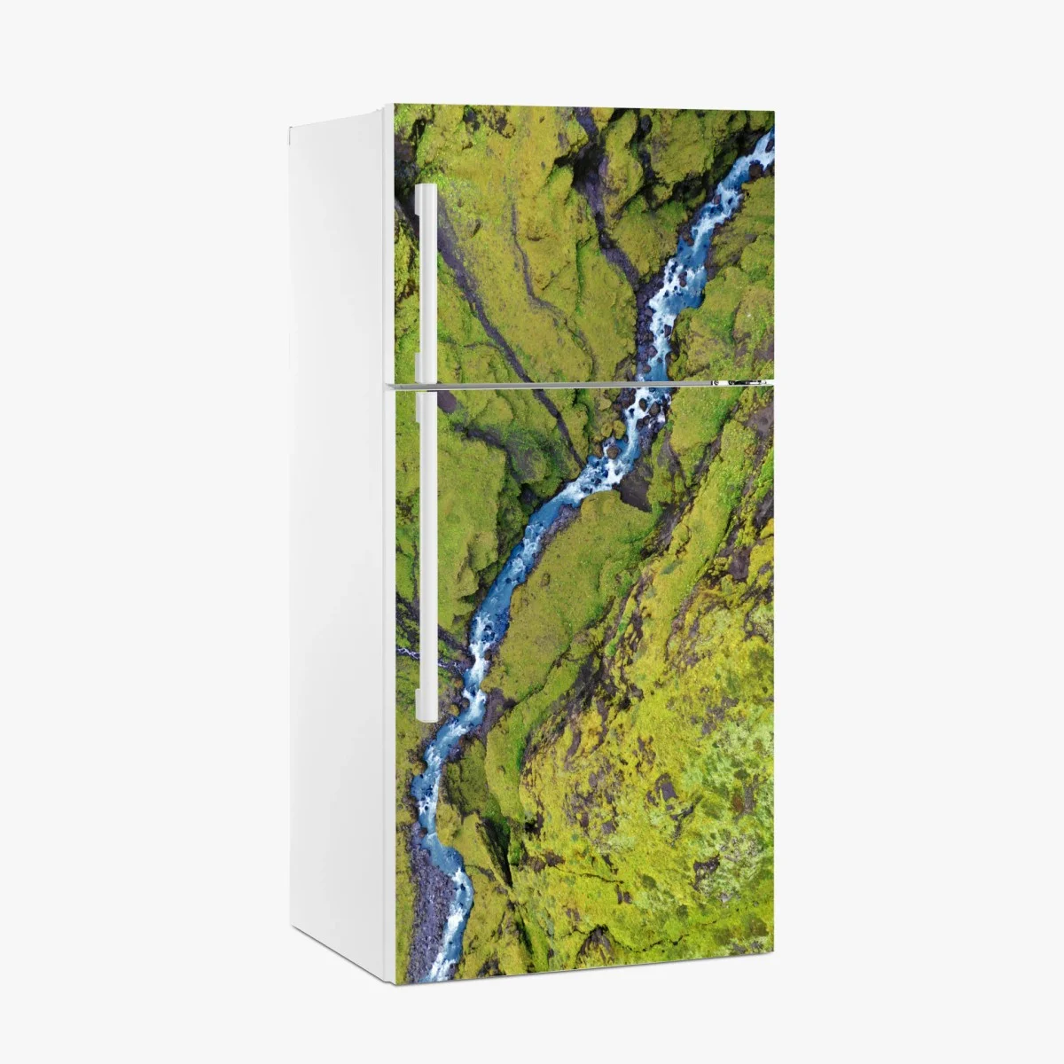 Fridge sticker aerial river through mossy canyon ⁕ Wallissimo® Fridge sticker aerial river through mossy canyon ⁕ Wallissimo®