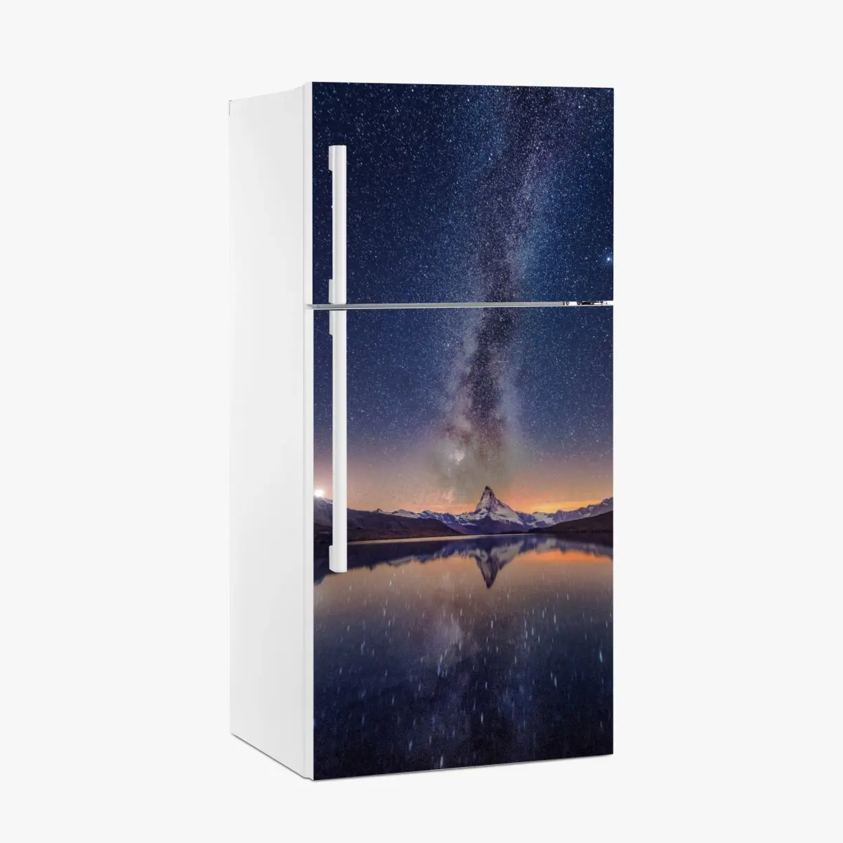 Fridge sticker milky way over alpine peak reflected in a tranquil lake • Wallissimo® Fridge sticker milky way over alpine peak reflected in a tranquil lake • Wallissimo®