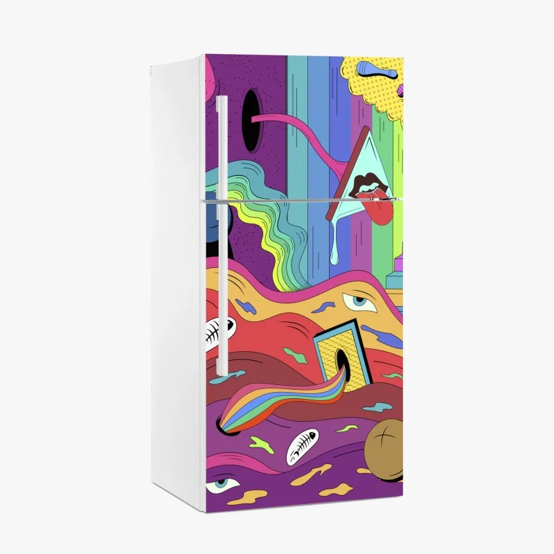 Fridge sticker psychedelic pop art dreamscape