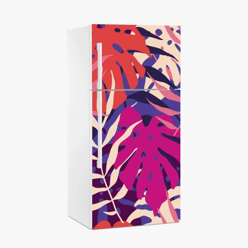 Fridge sticker pastel tropical leaf design