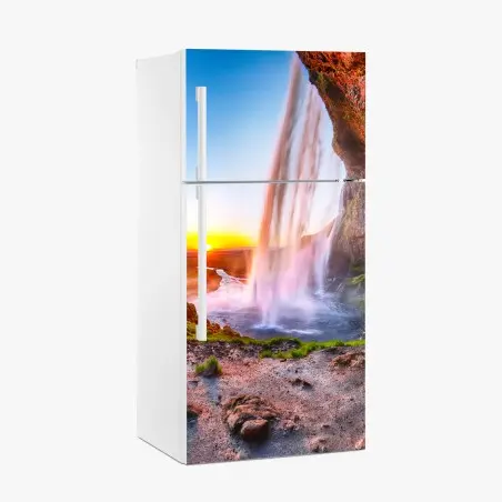 Fridge sticker Seljalandsfoss waterfall at sunset • Wallissimo®